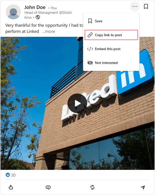 Linked Video Download Step One